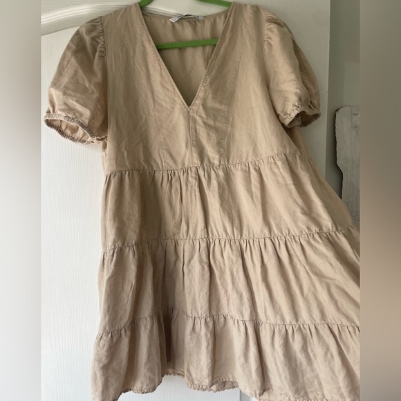 LINEN BLEND TIERED DRESS - Picture 5 of 7